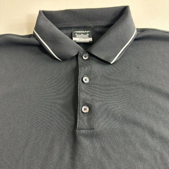 Nike Golf Polo Shirt Men's XL Black Short Sleeve Dri Fit Button Up Active - Picture 3 of 9